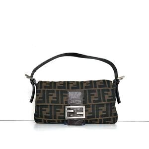 Fendi Retro Vintage Zucca Baguette FF Logo Small Shoulder Bag